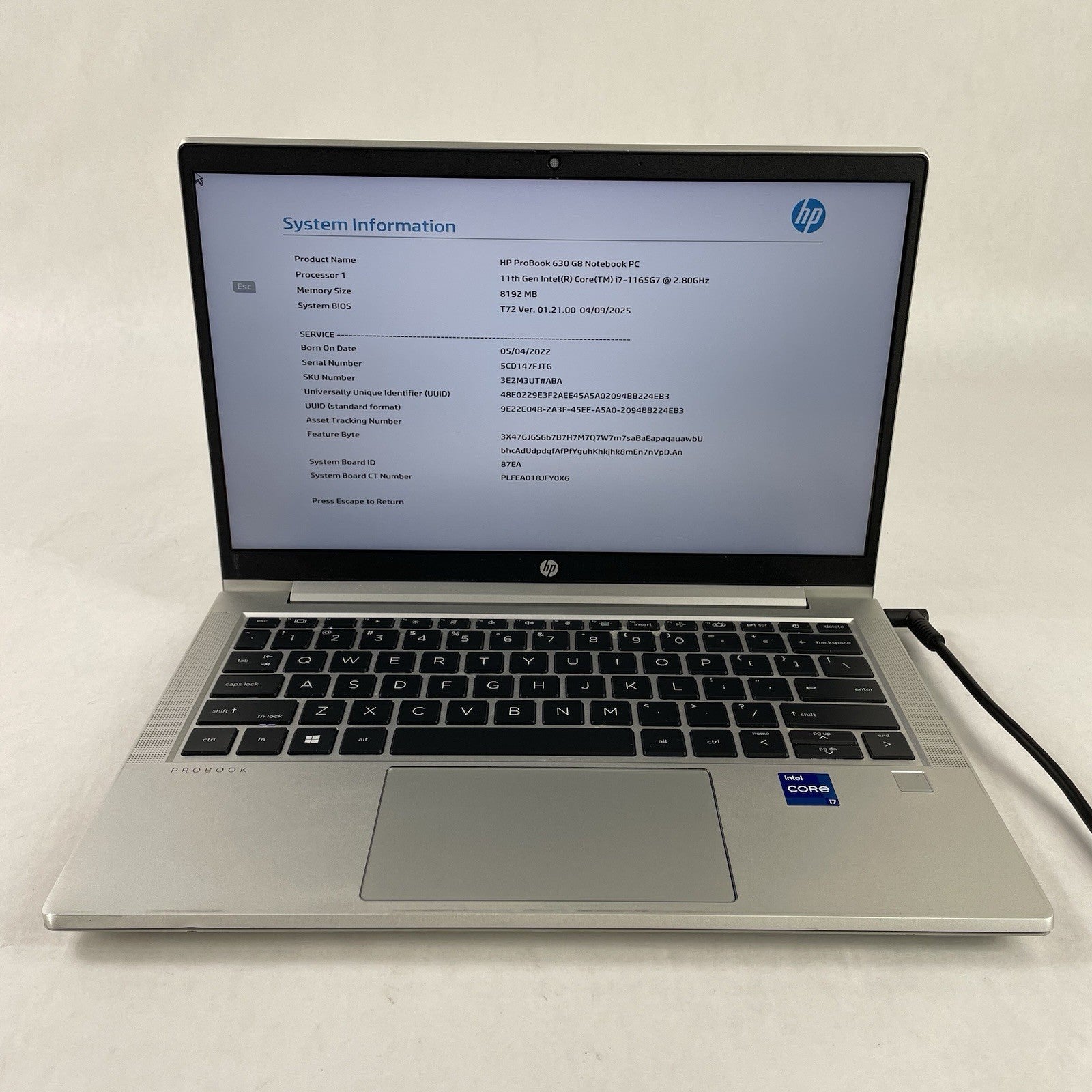 HP ProBook 630 G8 13.3" i7-1165G7 2.80 GHz 8 GB RAM No SSD No OS - Dinged Corner3
