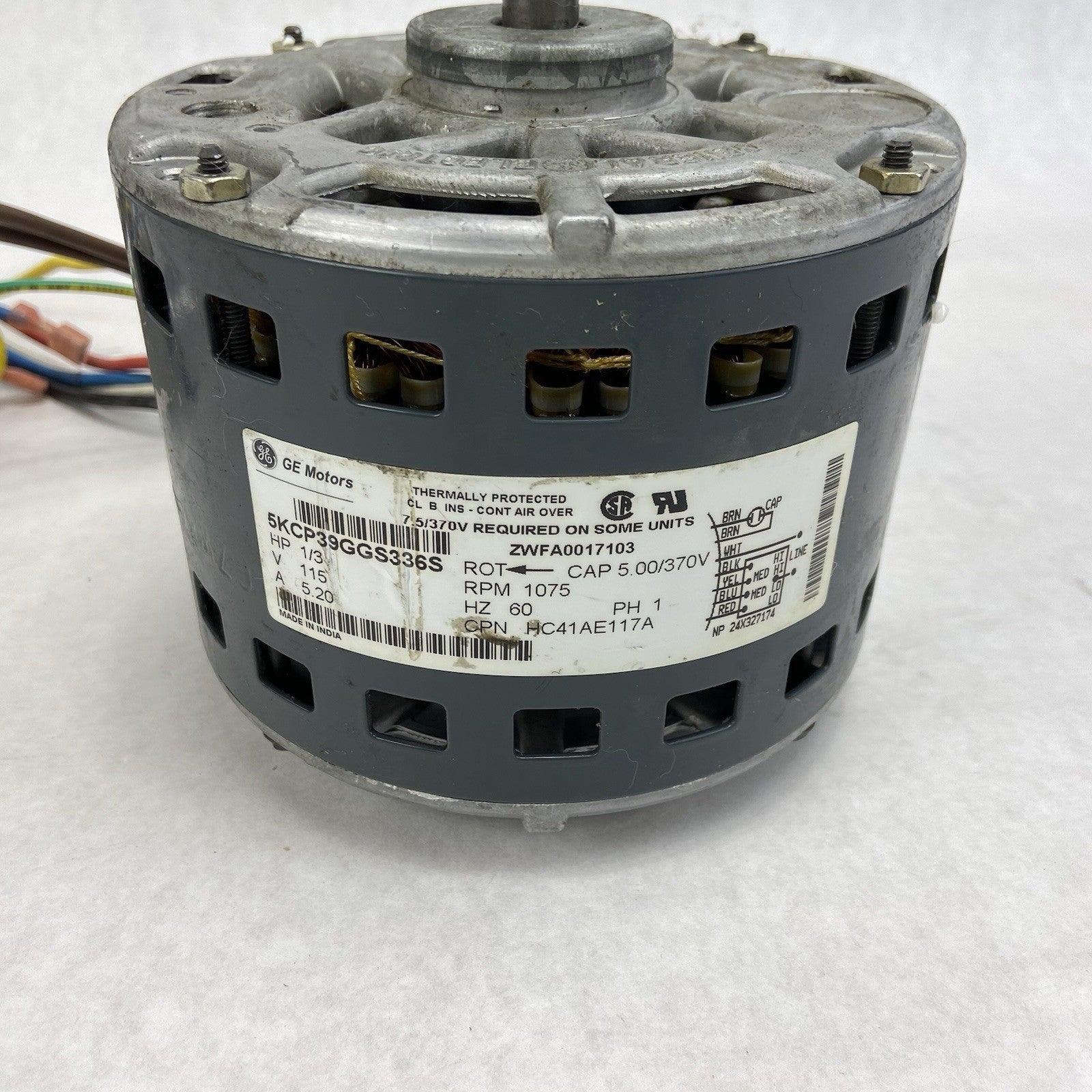 GE 5KCP39GGS336S Blower Motor 1/3 HP 1075 RPM 3SPD 115V - Untested