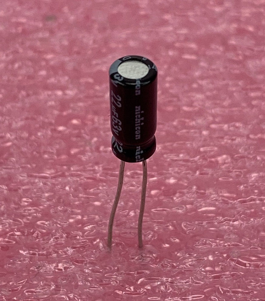 Nichicon 22uF 63V Radial Electrolytic Capacitor (Lot of 9)