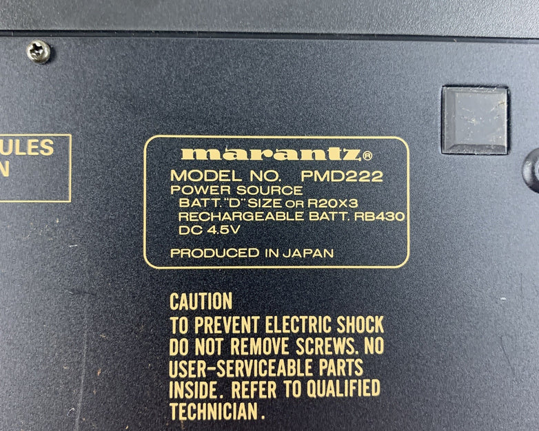 Marantz PMD-222 3 Head Portable Cassette Recorder Tested No Power Supply
