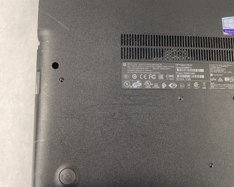 HP ProBook 650 G3 Intel Core i5-7200U 2.50 GHz 8 GB RAM 15.6" No HDD No OS