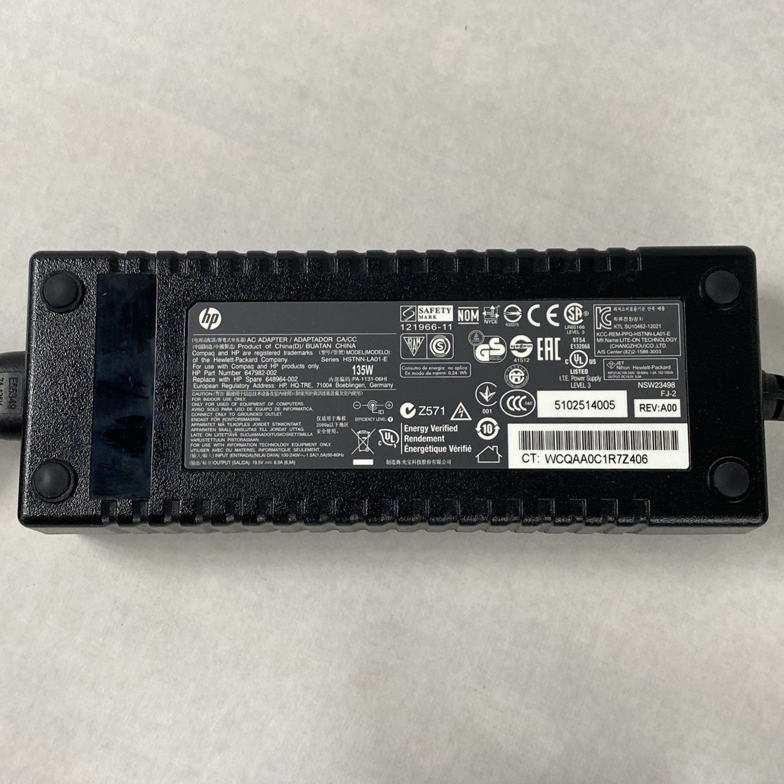 HP HSTNN-LA01-E 135W 19.5V 6.9A 7.4mm Barrel AC Power Adapter (Lot of 10)