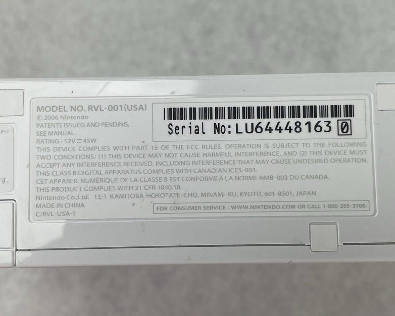 Nintendo Wii White Console No. RVL-001 Tested & Reset