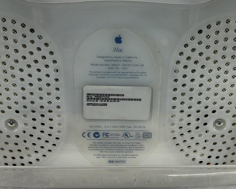 Apple M5521 iMac G3 DV SE Snow 2000 PowerPC 750 (G3) 500MHz 128 MB RAM No HDD/OS