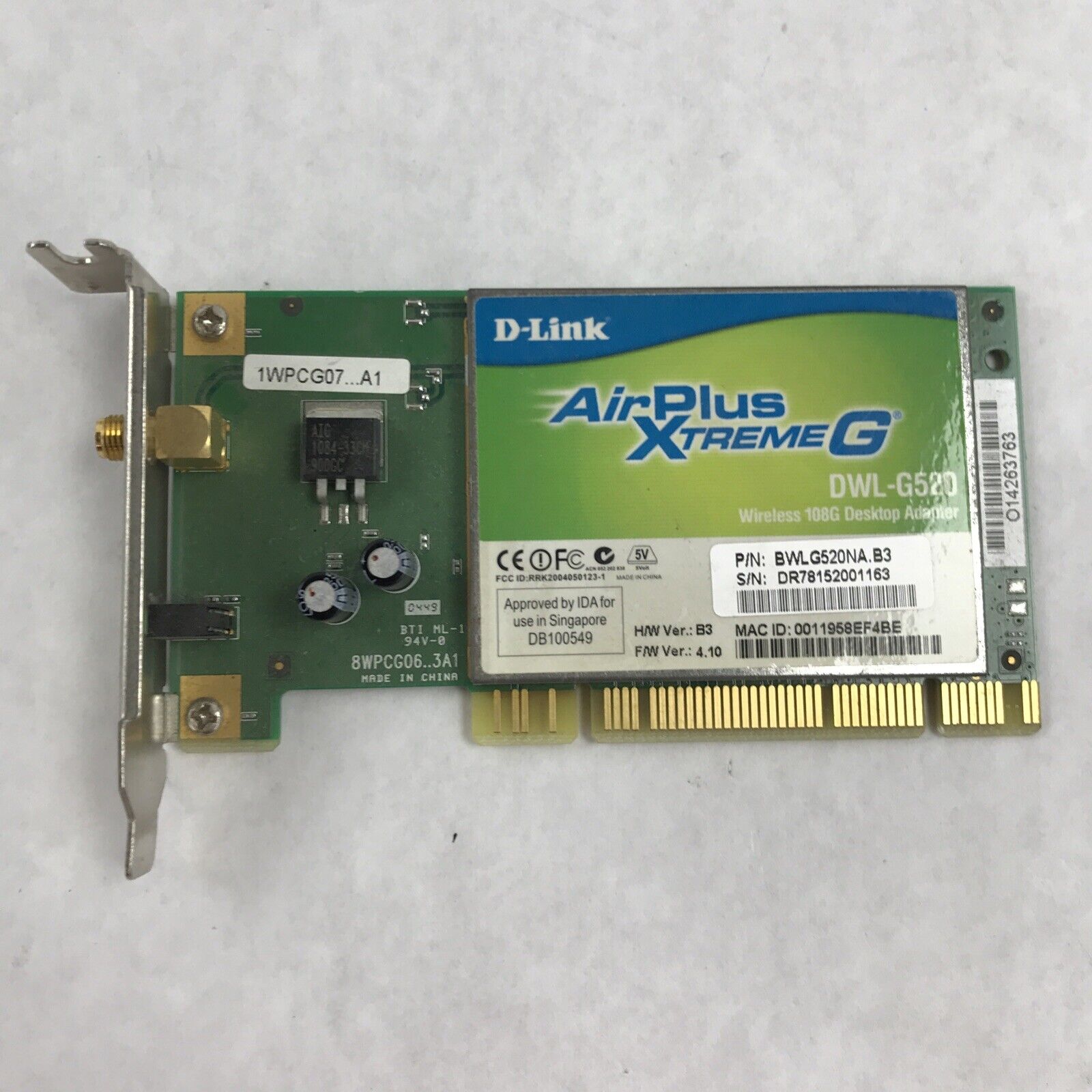 Lot of 2 D-Link AirPlusXtremeG DWL-G520 BWLG520NA.B3
