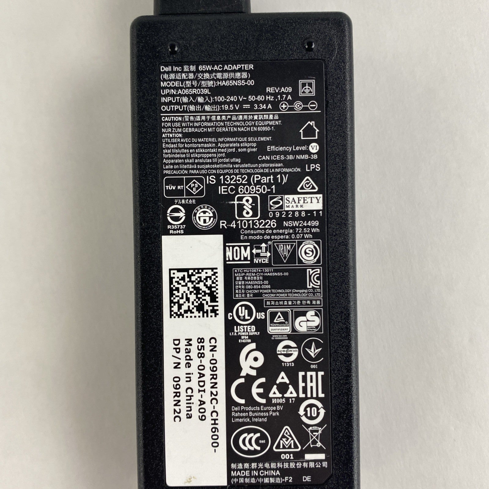Dell LA65NS2-01 65W AC Adapter Mix Lot of 5 w/ HA65NS5-005