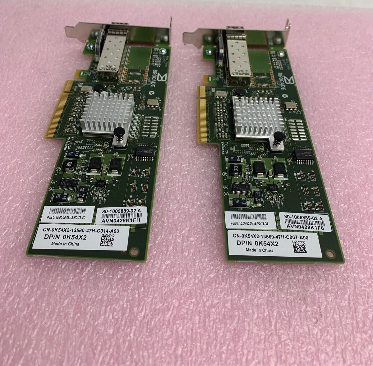 Lot of 2 Dell K54X2 Brocade SP 8GB FC HBA PCI-e Low Profile Fiber Channel Adapte