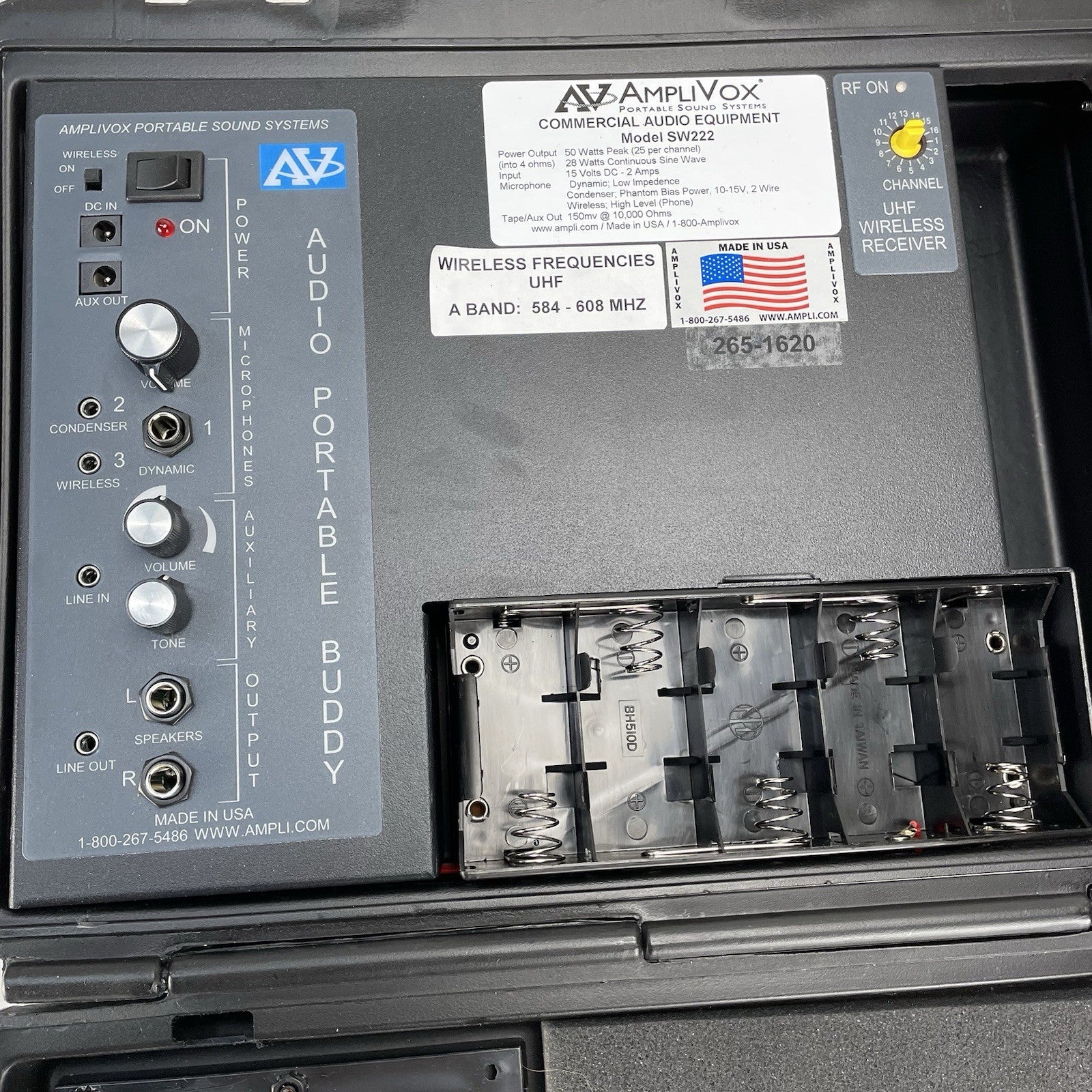 AmpliVox Sound Systems SW222 Wireless Portable PA System Power Tested