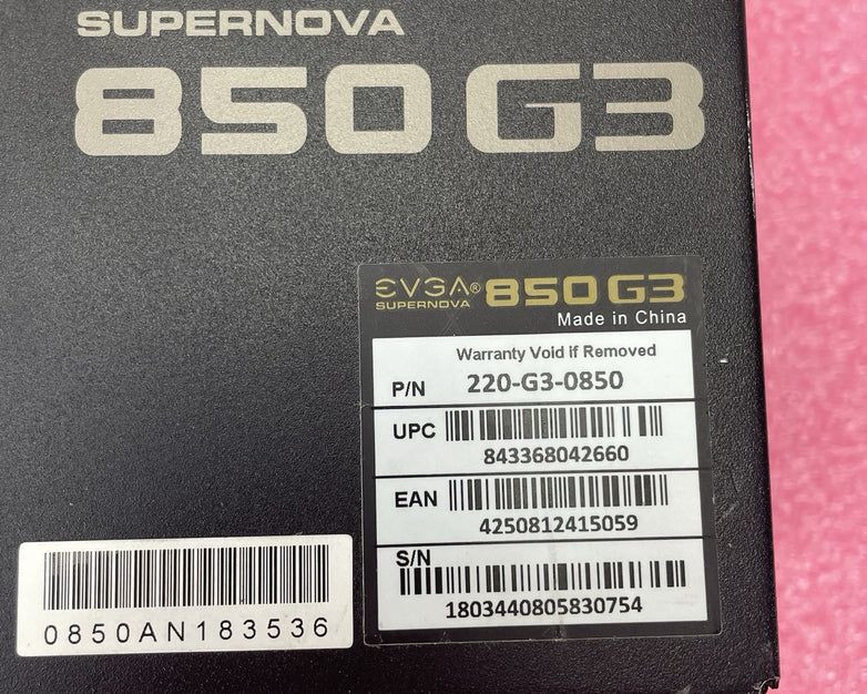 EVGA PSU 220-G3-0850 SuperNOVA 850 G3 850W 80 Plus