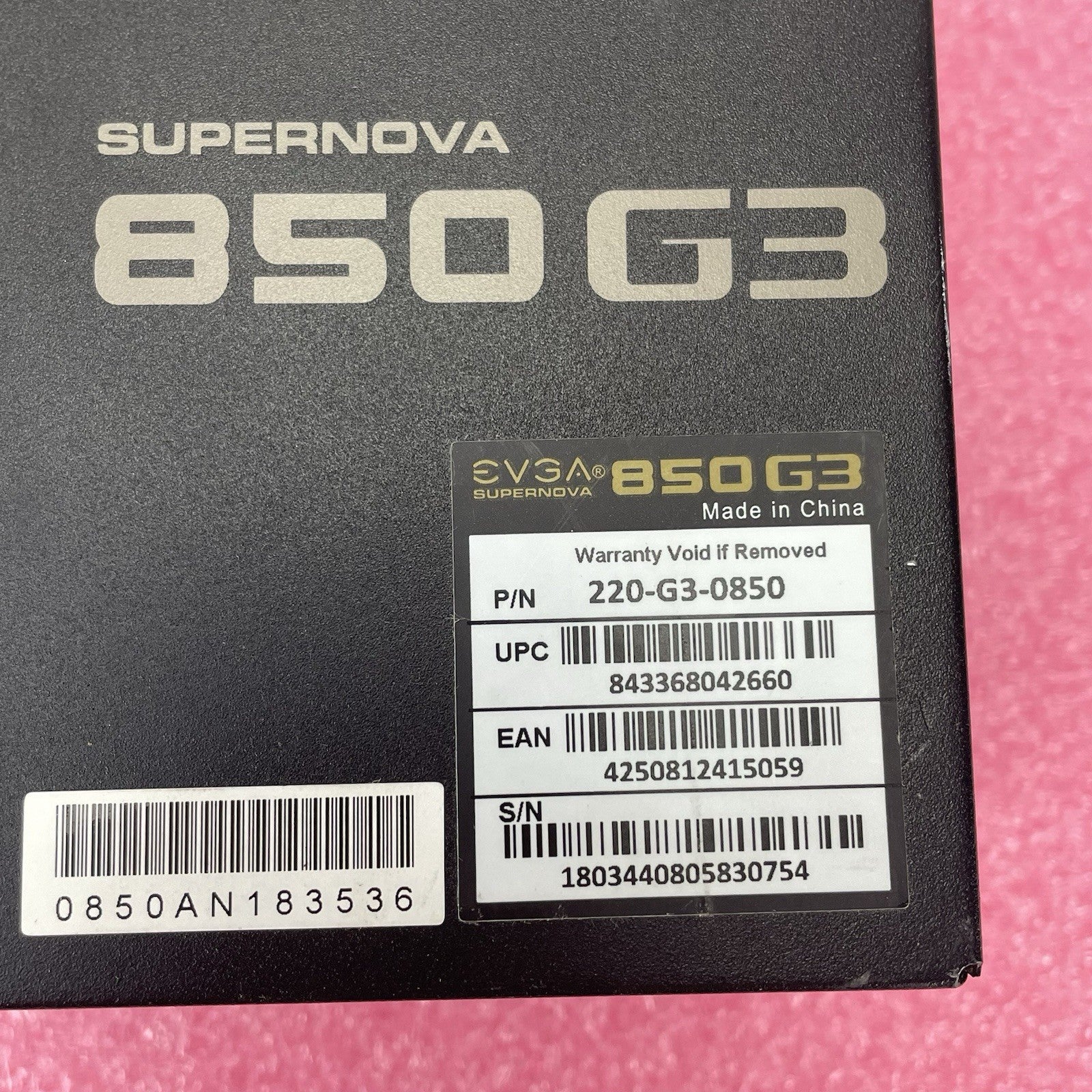 EVGA PSU 220-G3-0850 SuperNOVA 850 G3 850W 80 Plus3