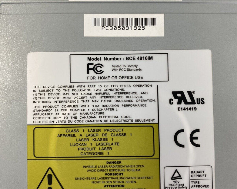 TOP-G BCE-4816IM Internal Optical CD-RW Disc Drive Curved Bezel Untested