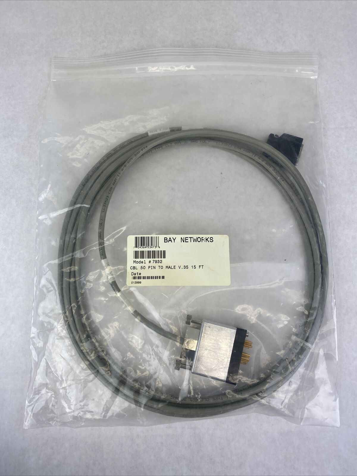Bay Networks 7932 Male DTE to Smart Serial V.35 Cable Grey 15' (Lot of 5)
