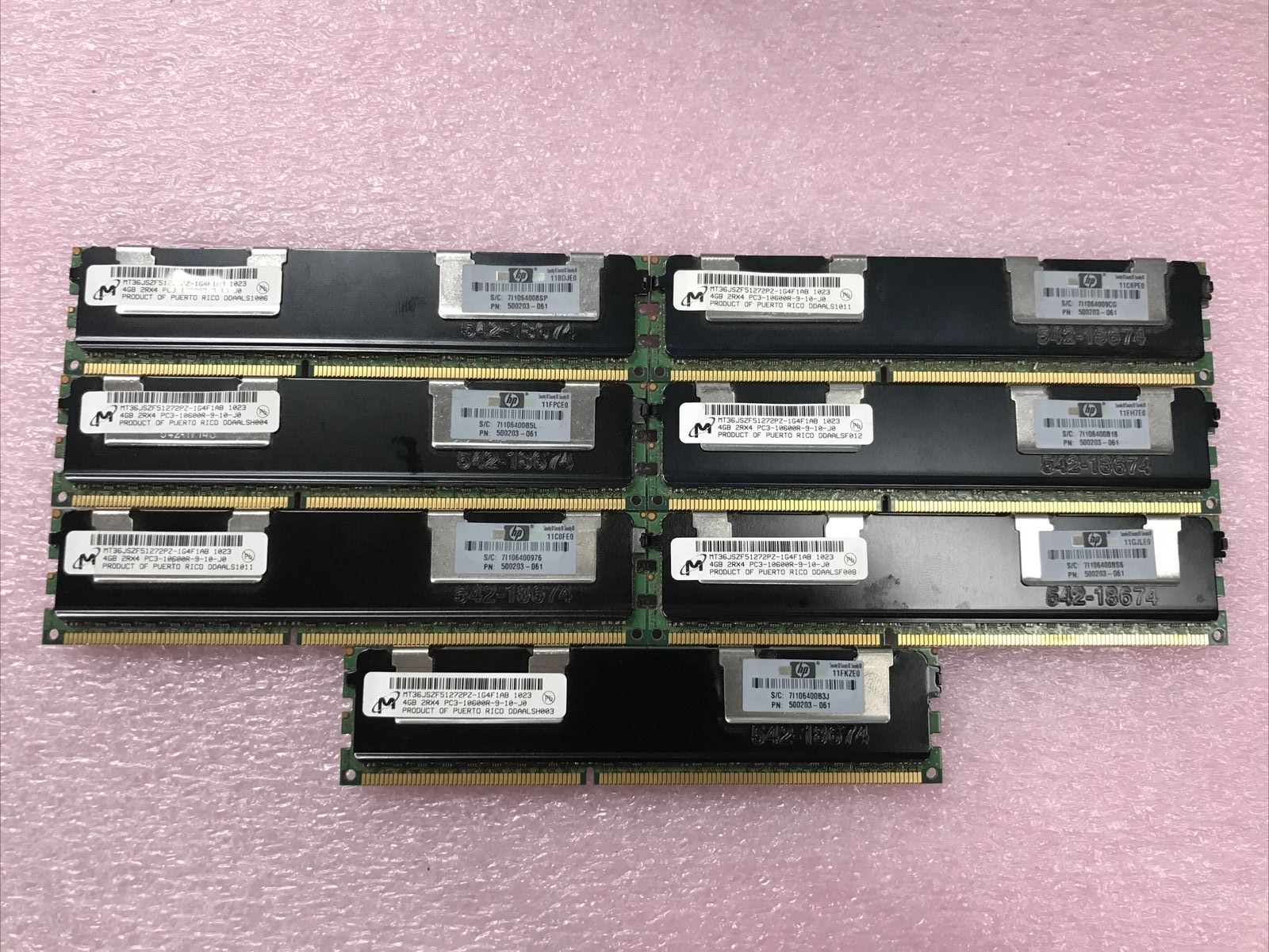Micron 28GB Kit 7x4GB 2Rx4 PC3-10600R-9-10-J0 Server RAM MT36JSZF51272PZ