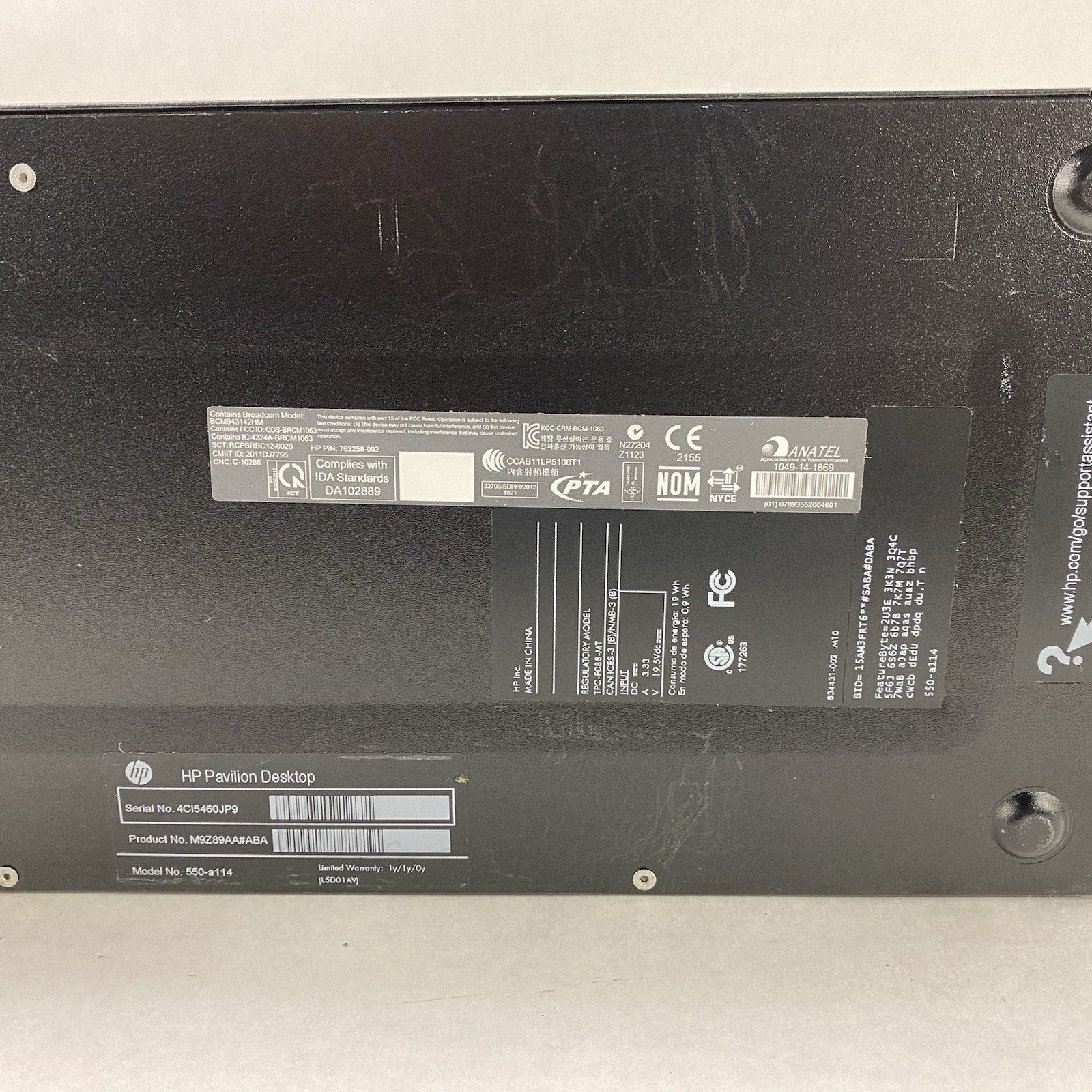 HP 550-A114 MT AMD A8-6410 2.00GHz 8GB RAM No HDD No OS No AC Adapter