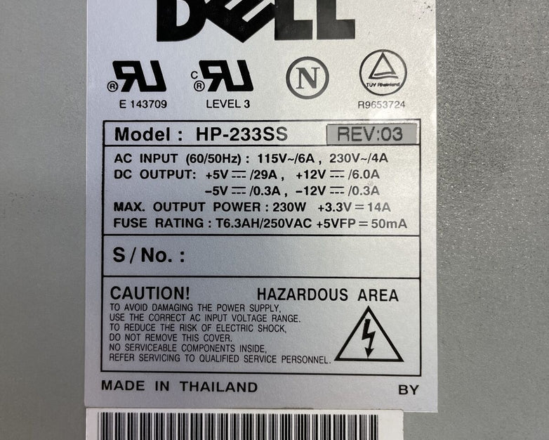 Dell HP-233SS 230W Power Supplu Rev3