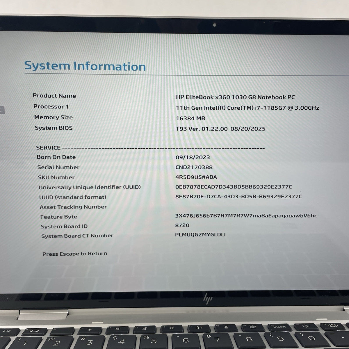 HP EliteBook x360 1030 G8 13.3" i7-1185G7 3.00GHz 16GB RAM No SSD/OS/AC/Batt-Key2