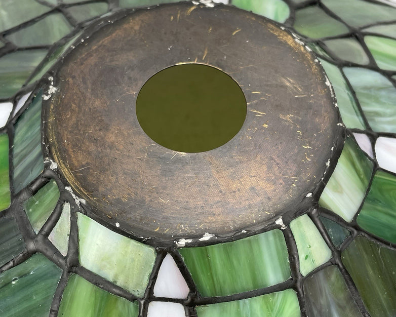 Vintage Tiffany-Style Stained Glass Lampshade Blue Green White 14.5 In