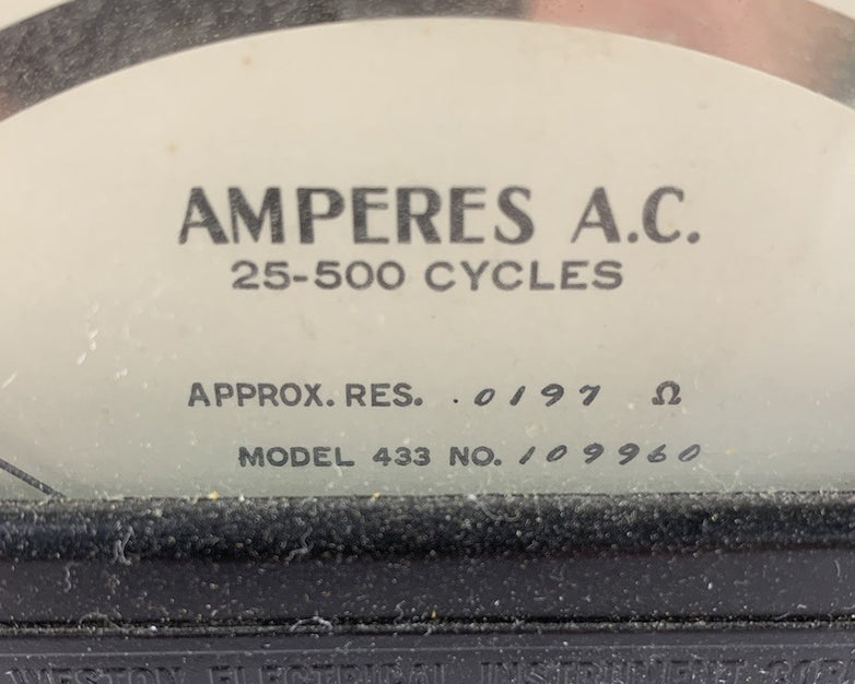 Weston Electric 433 109960 Amperes A.C. Meter