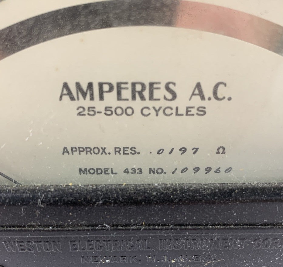 Weston Electric 433 109960 Amperes A.C. Meter