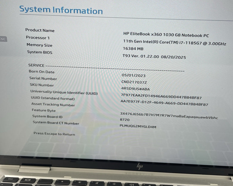 HP EliteBook x360 1030 G8 13.3" i7-1185G7 3.0GHz 16GB RAM No SSD/OS/AC/Batt-READ