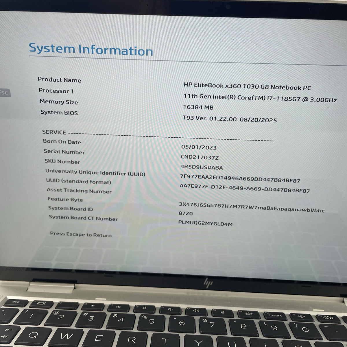 HP EliteBook x360 1030 G8 13.3" i7-1185G7 3.0GHz 16GB RAM No SSD/OS/AC/Batt-READ2