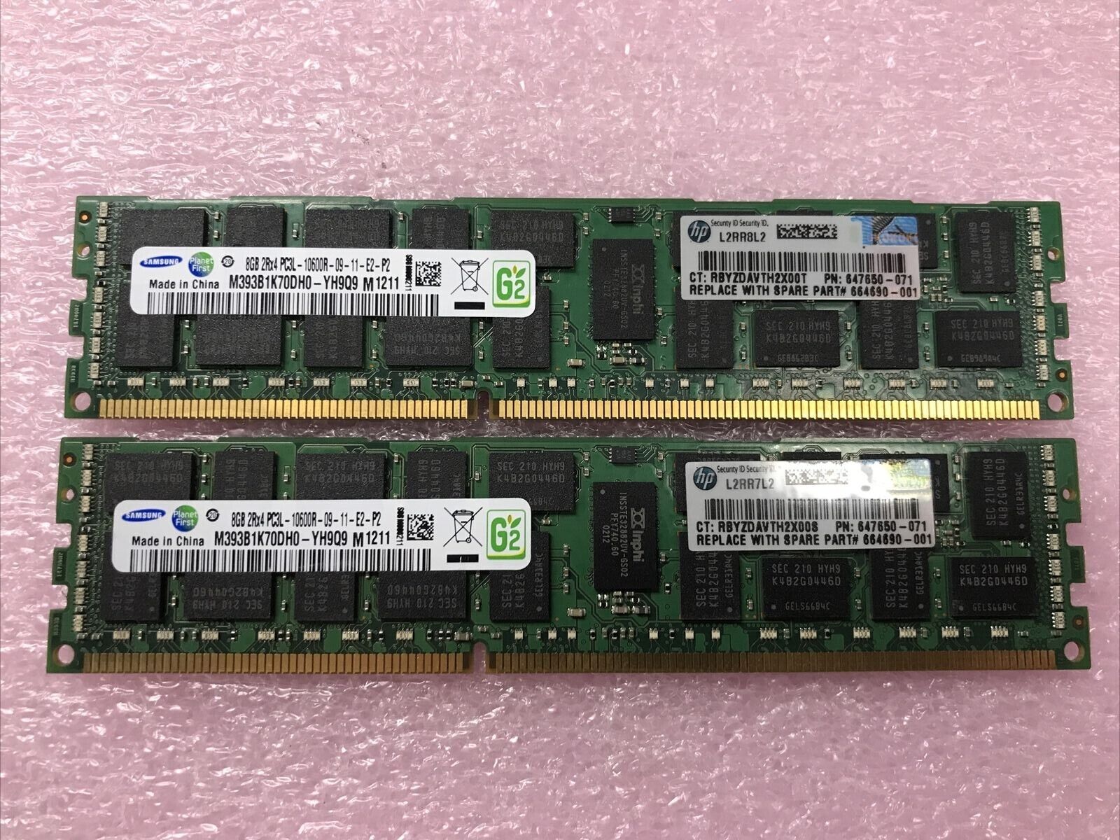 Samsung 16GB Kit 2x8GB 2Rx4 PC3L-10600R-09-11-E2-P2 Server Ram M393B1K70DH0-YH9Q