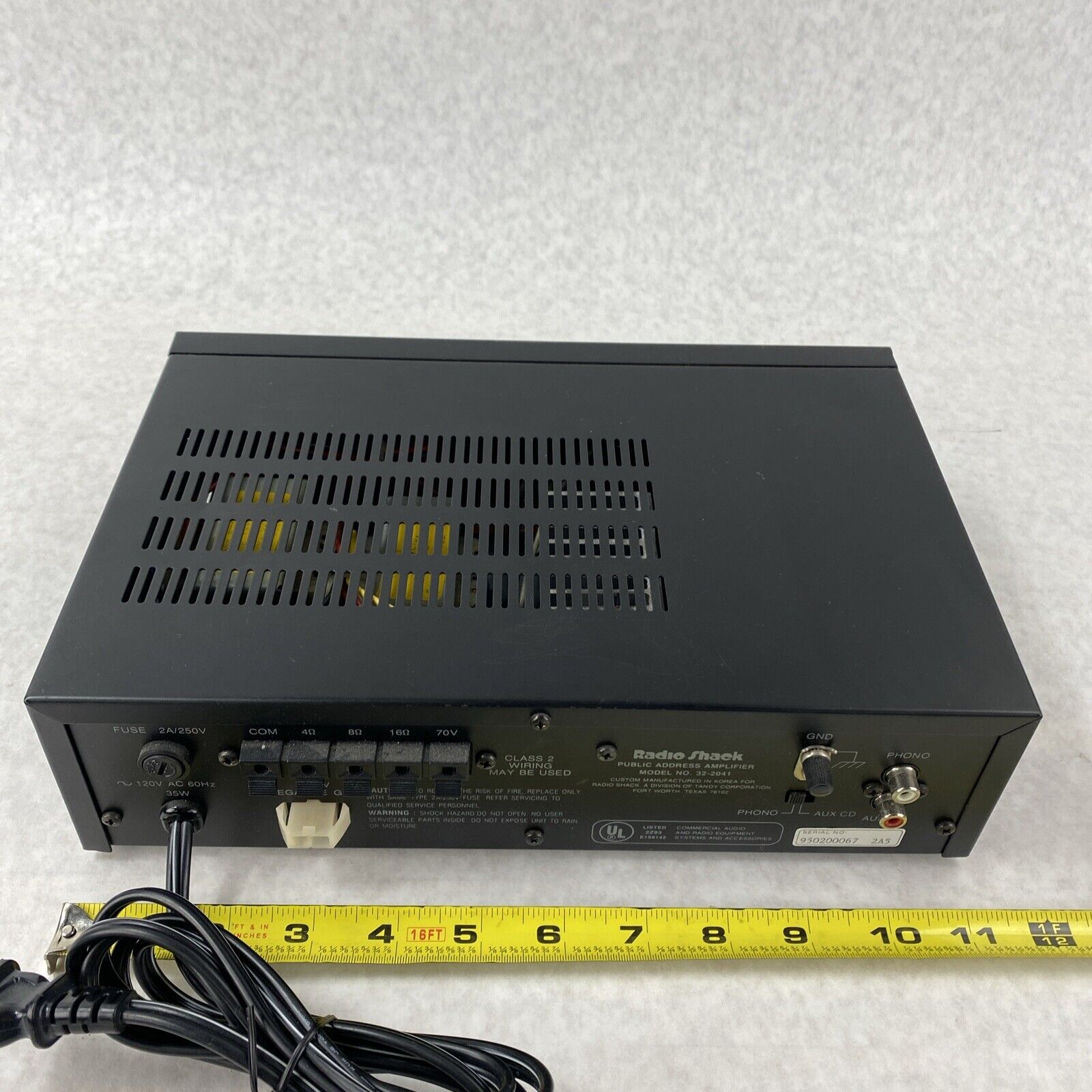 Radio Shack 32-2041 MPA-31 20 Watt PA Amplifier 120V/12V NO KNOBS