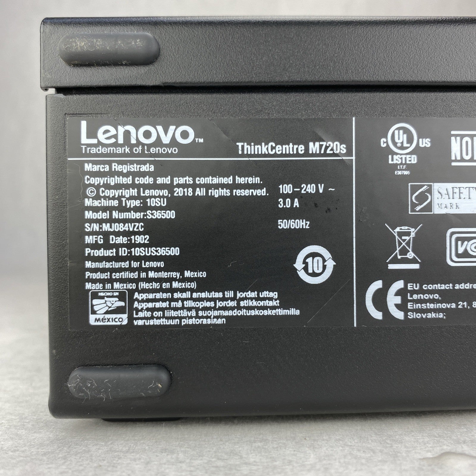 Lenovo ThinkCentre M720s SFF Intel Core i5-8500 3.0GHz 8GB RAM DVDRW No HDD OS