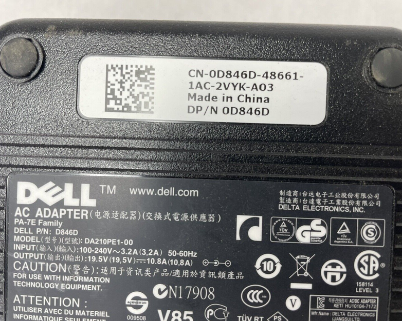 Dell D846D/0D846D AC Adapter PA-7E Family DA210PE1-00 with Power Cable