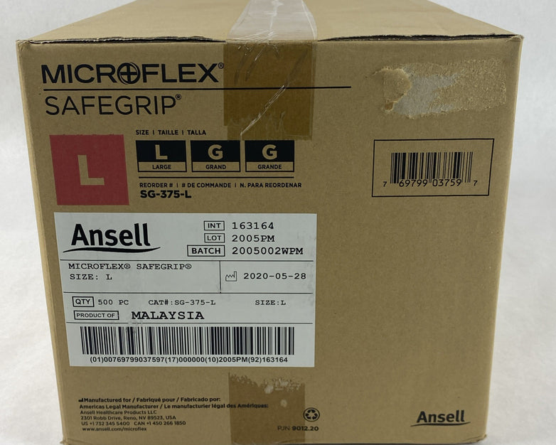 Ansell Microflex SG-375-L Exam Gloves Size L Blue - 500 Count