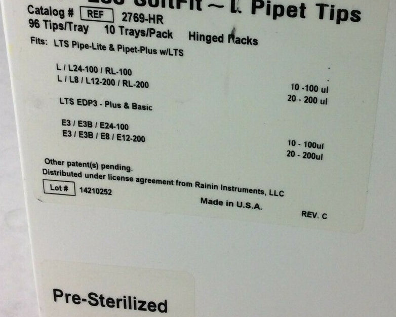 Lot of 960 Rainin 2769-HR 200uL ART SoftFit-L Pipette Tips