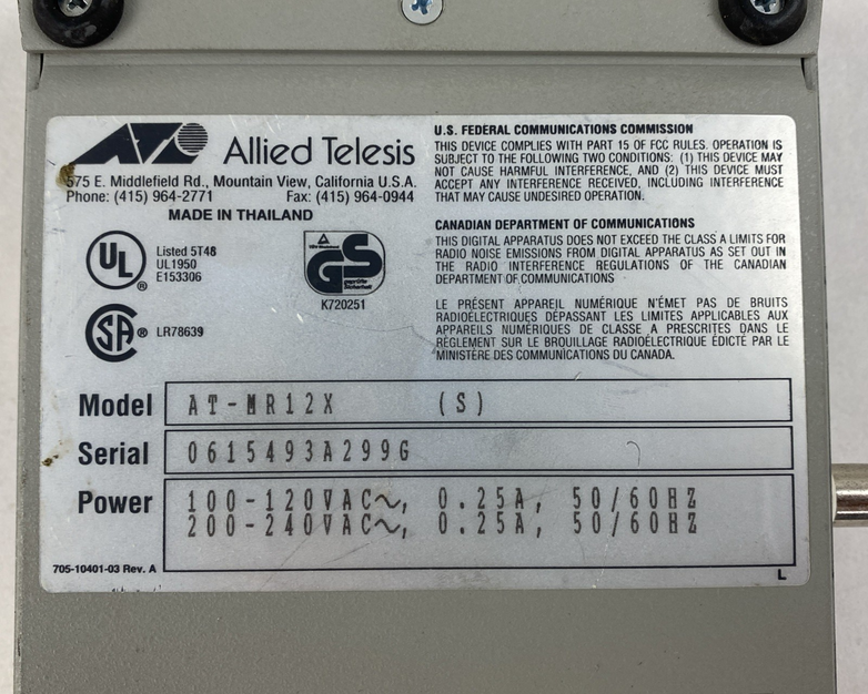 Allied Telesis CentreCOM MR122T IEEE 802.3 Micro Repeater
