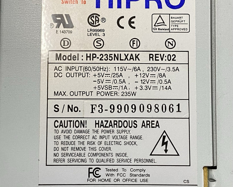 Pionex Elite Mid Tower ATX Computer Case HIPRO HP-235NLAX 235W PSU