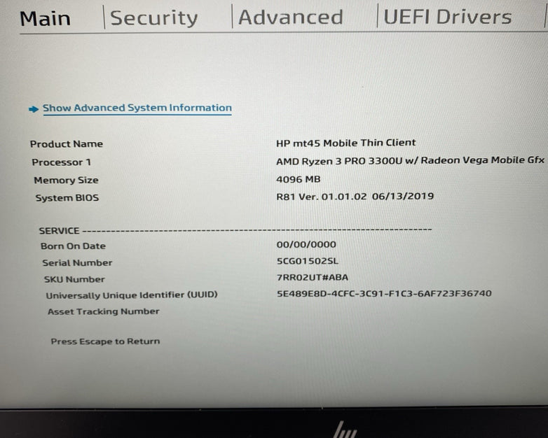 MT45 14" Ryzen 3 Pro - 3300 2.10 GHz 4GB RAM No SSD/OS/AC/BATT - Bad Keyboard