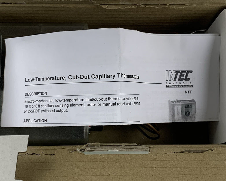 Intec Controls Low Temp Limit/Cut-out Thermostat NTF-1R/2/US 1-SPDT 2-SPDT