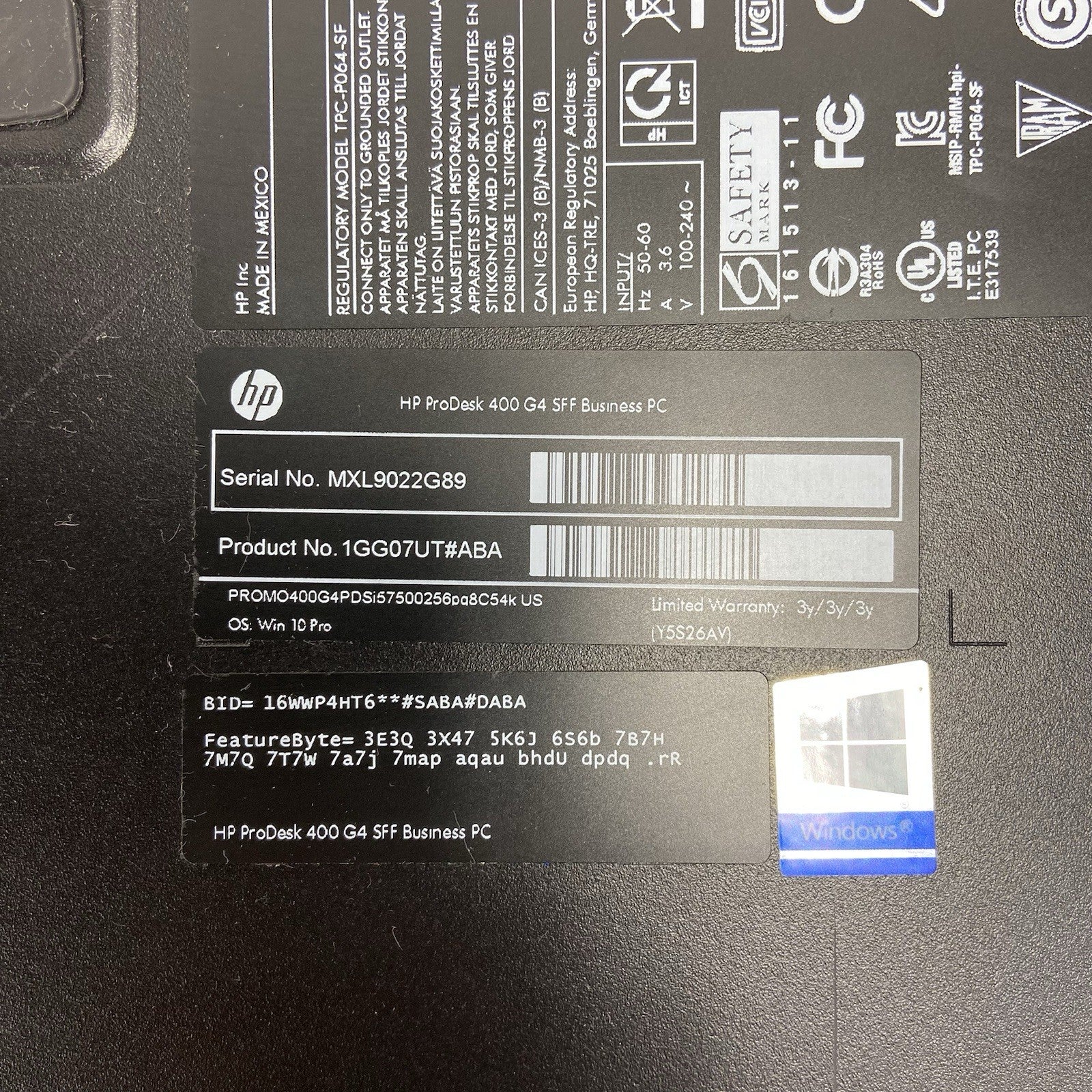 HP ProDesk 400 G4 SFF Intel Core i5-7500 3.4GHz 8GB RAM No HDD/OS Bad Front USB4