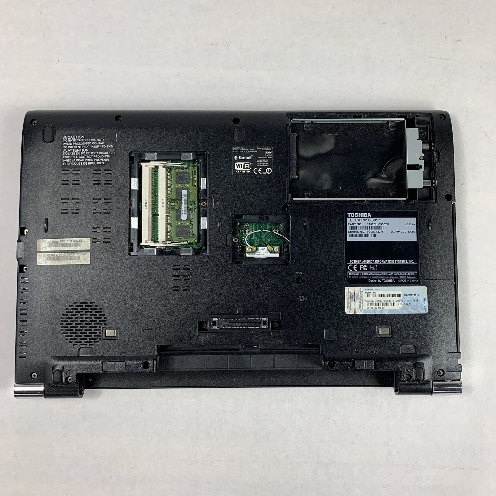 Toshiba Tecra R850-S8522 15.6" i5-2520M 2.5GHz 4GB Ram No OS No HDD No AC No Bat