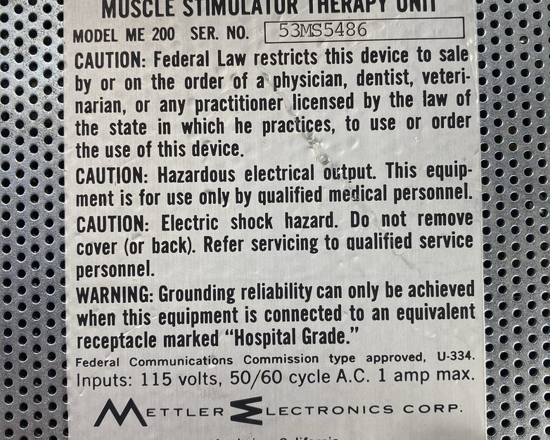 Mettler ME-200 Electrical Muscle Stimulator Power Tested
