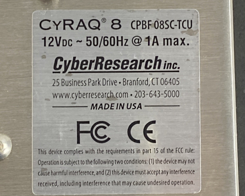 Cyber Research CRBF 08SC-TCU CYRAQ 8 High Resolution 8" LCD Touch Monitor