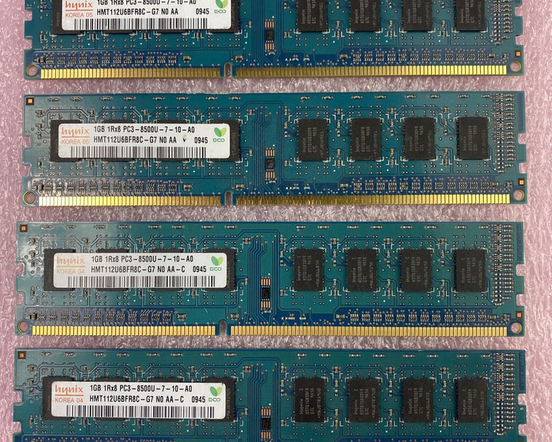 Lot( 4 ) 1GB Hynix HMT112U6BFR8C-G7 1Rx8 PC3-8500U DDR3 non-ECC Desktop RAM