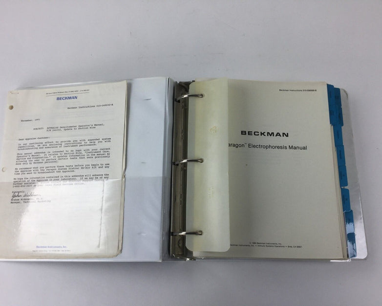 Paragon Electrophoresis Manual Beckman in Binder with Multiple Tabs