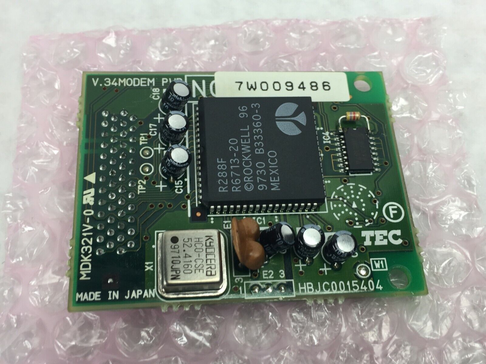 TEC V.34 Modem PWB 7W009486  HBJC0015404  MDK321V-0   Untested