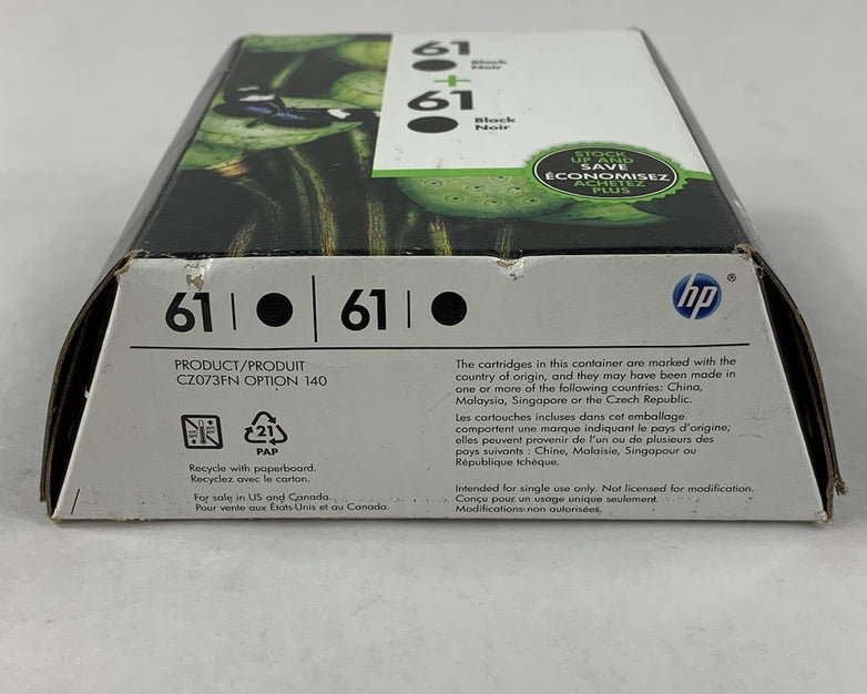HP 61 + 61 Black Ink Cartridge Twin-Pack Exp. Jul 2021