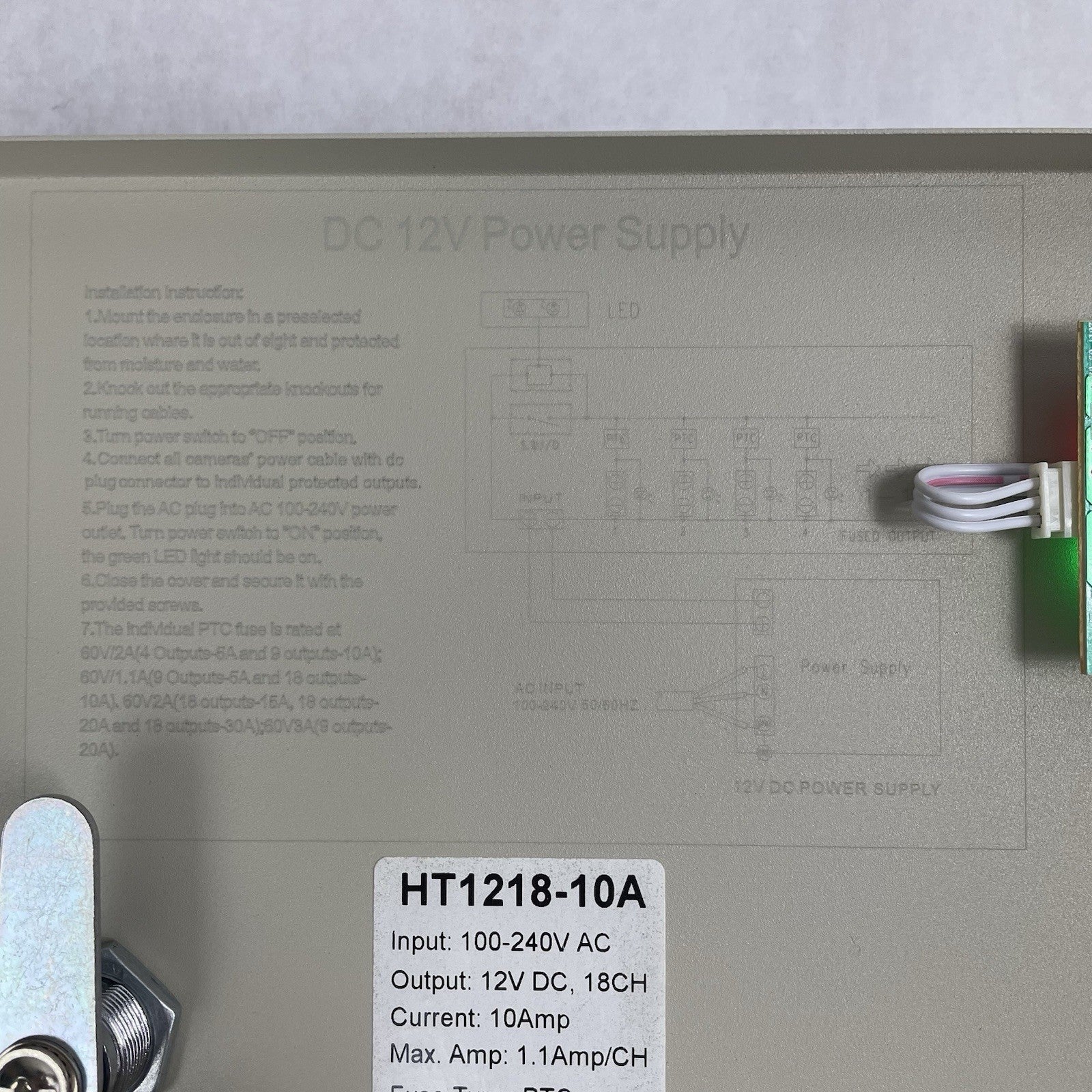 18 Channel Port 12V DC 10 Amp Amper with Power Supply No Keys