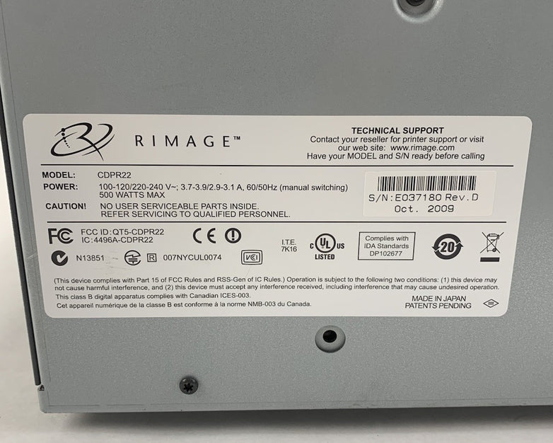 Rimage Everest III CDPR22 Thermal CD Printer - Power Tested