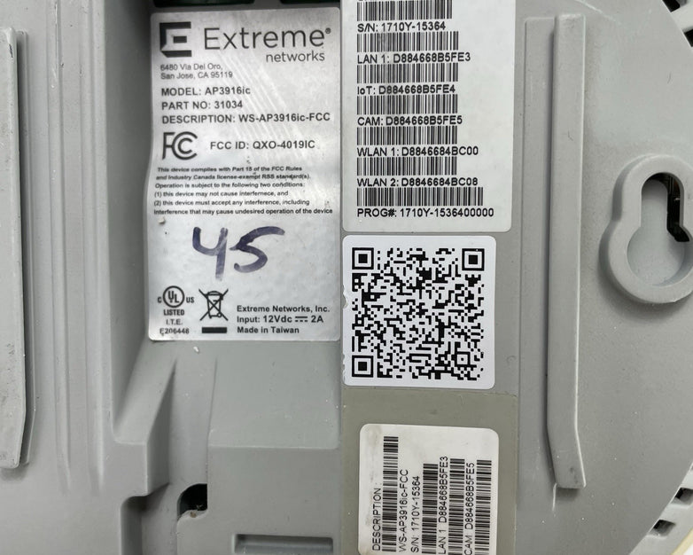 Extreme Networks ws-ap3916ic Access Point w/ Camera Yellowing Untested