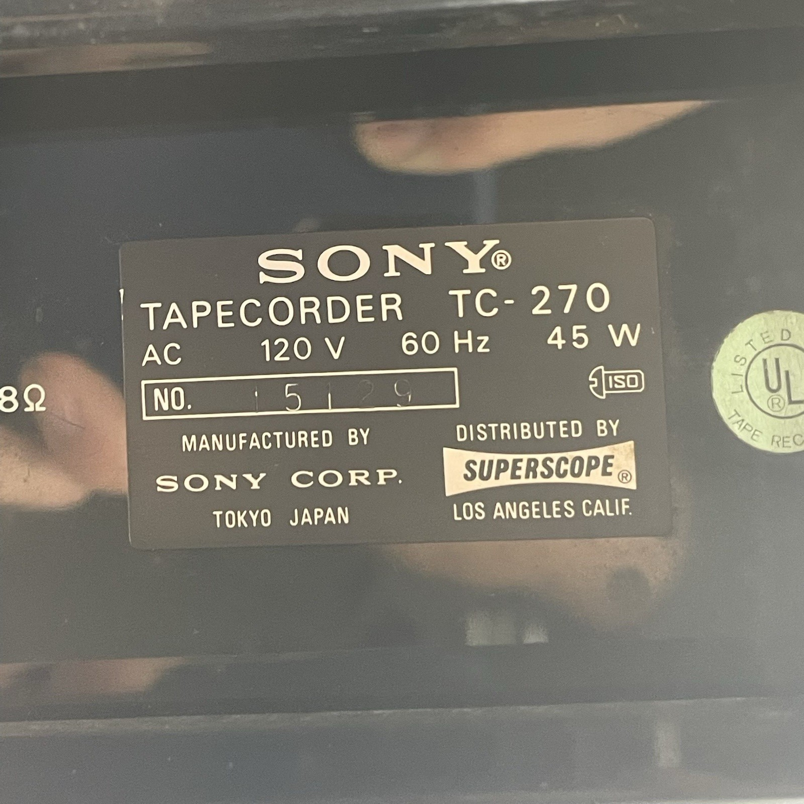 Sony TC-270  Reel to Reel Tape Recorder Deck  Powers On