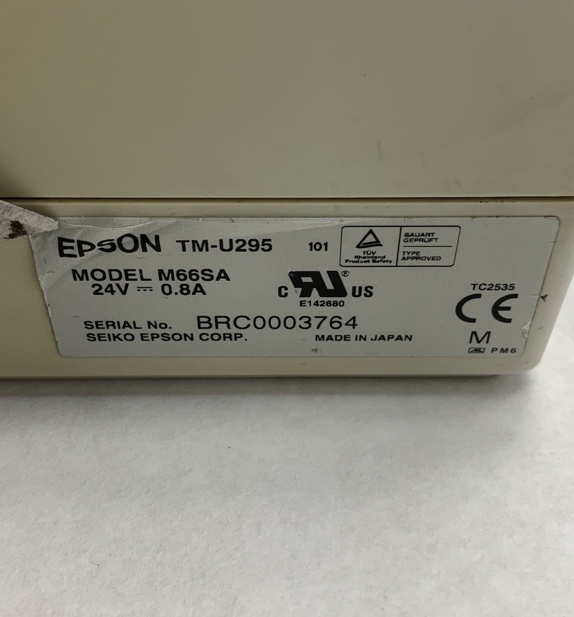Epson TM-U295 M66SA Slip Printer - Tested No Power Supply3