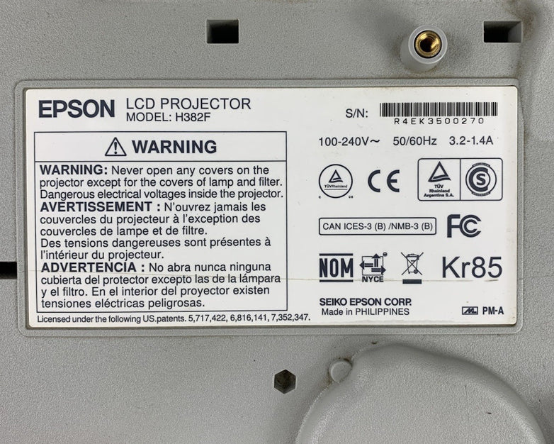 Epson PowerLite 93+ H382F LCD Lamp Projector 1104 Lamp Hours - Lamp Hours