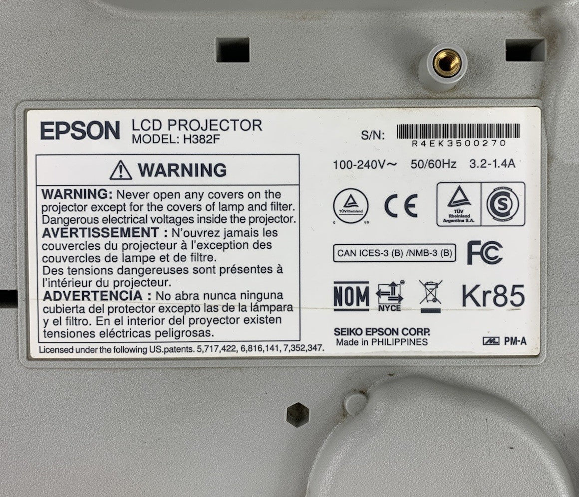 Epson PowerLite 93+ H382F LCD Lamp Projector 1104 Lamp Hours - Lamp Hours8